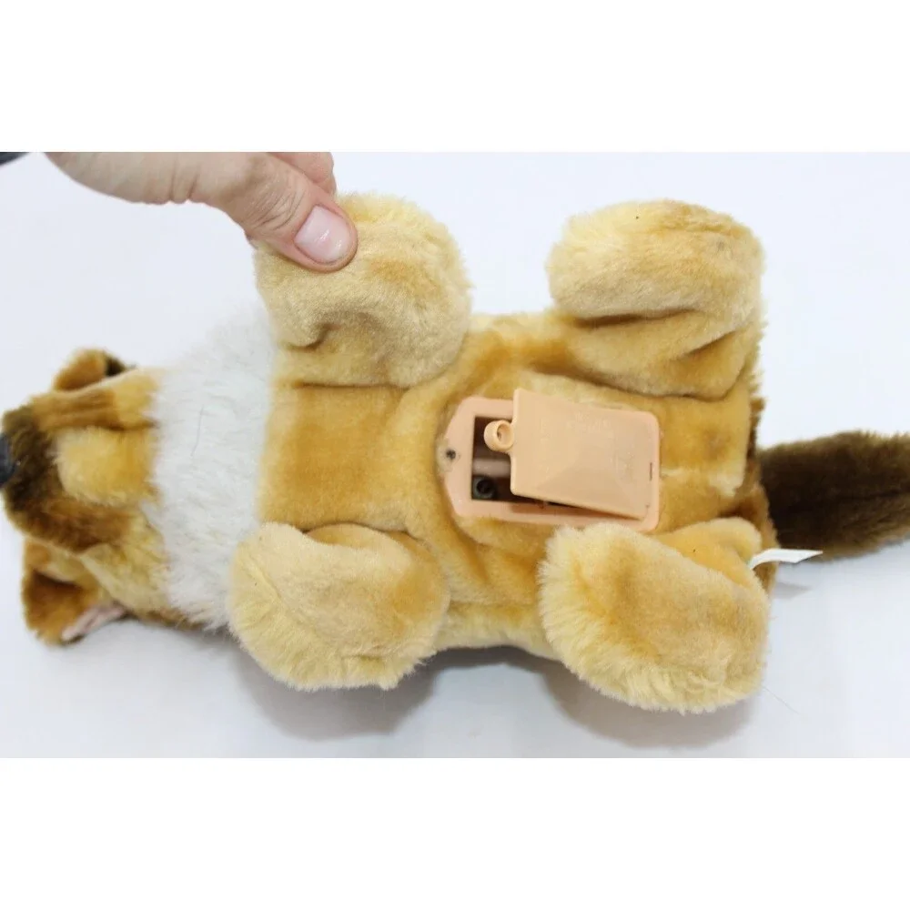 Vintage IWAYA German Shepherd Dog Plush Toy Black Brown Electronic NONWORKING 10